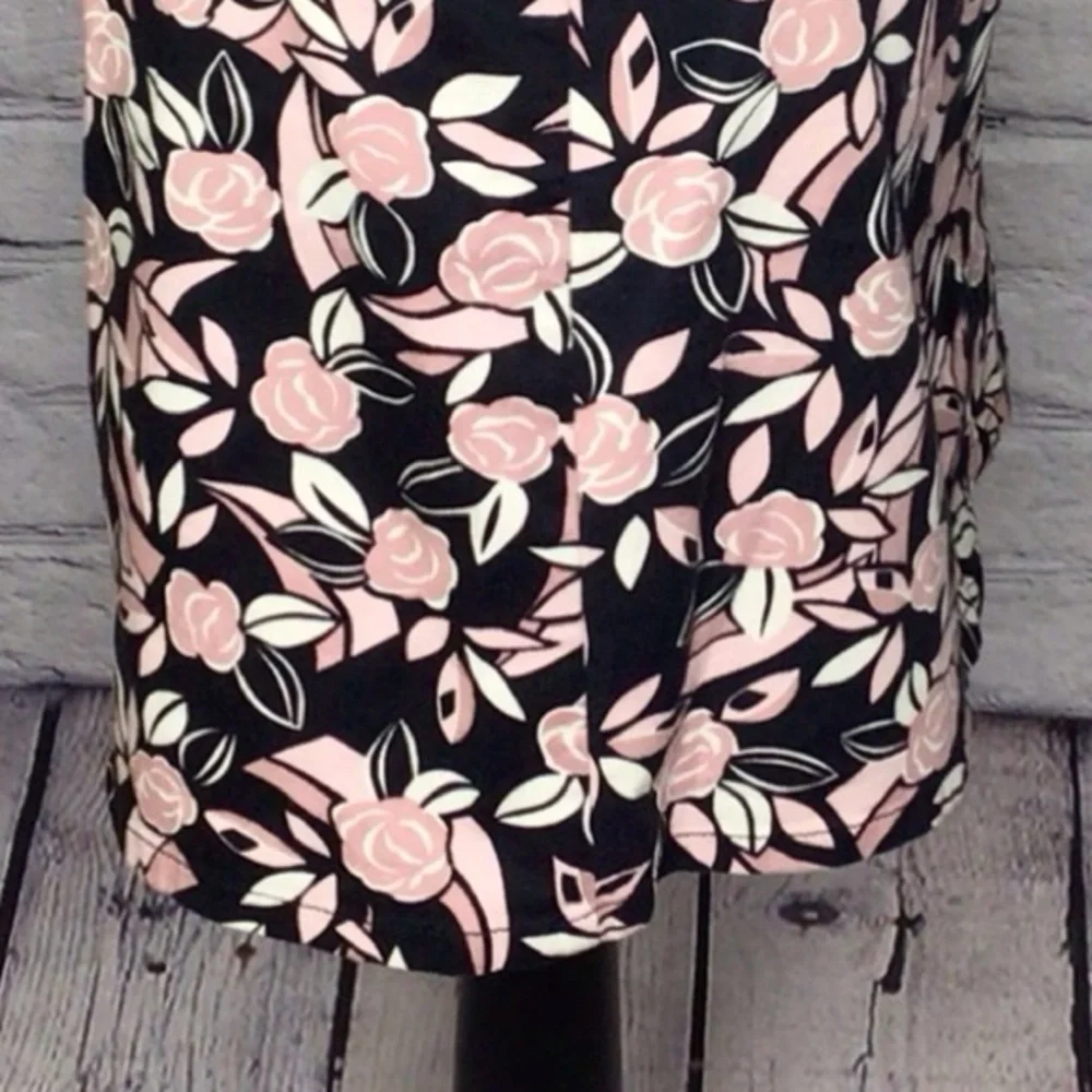 Ann Taylor LOFT Petites Stretch Twill Black & Blush Pink Mini Skirt 8P